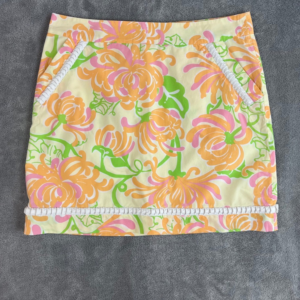 Lilly Pulitzer Pastel Floral Mini Skirt in Yellow, Pink & Green